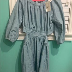 Denim Colored Cotton Backless Dress